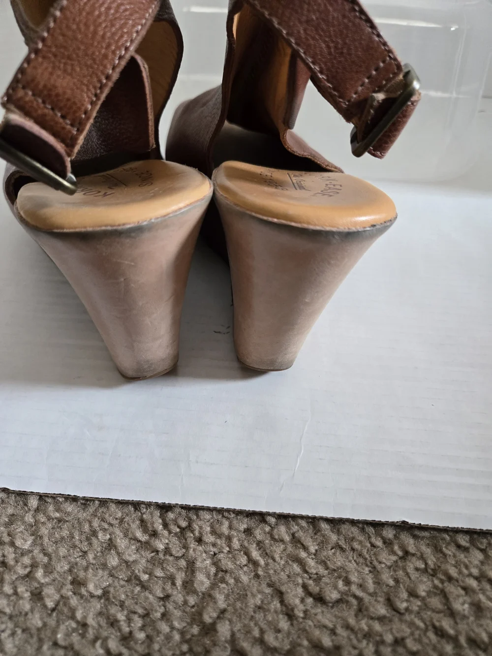 Kork-Ease Brown Leather Wedge Sandals - Women's